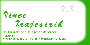 vince krajcsirik business card